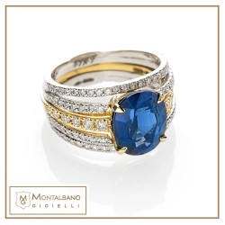 anello Cinque fili con zaffiro smontabile